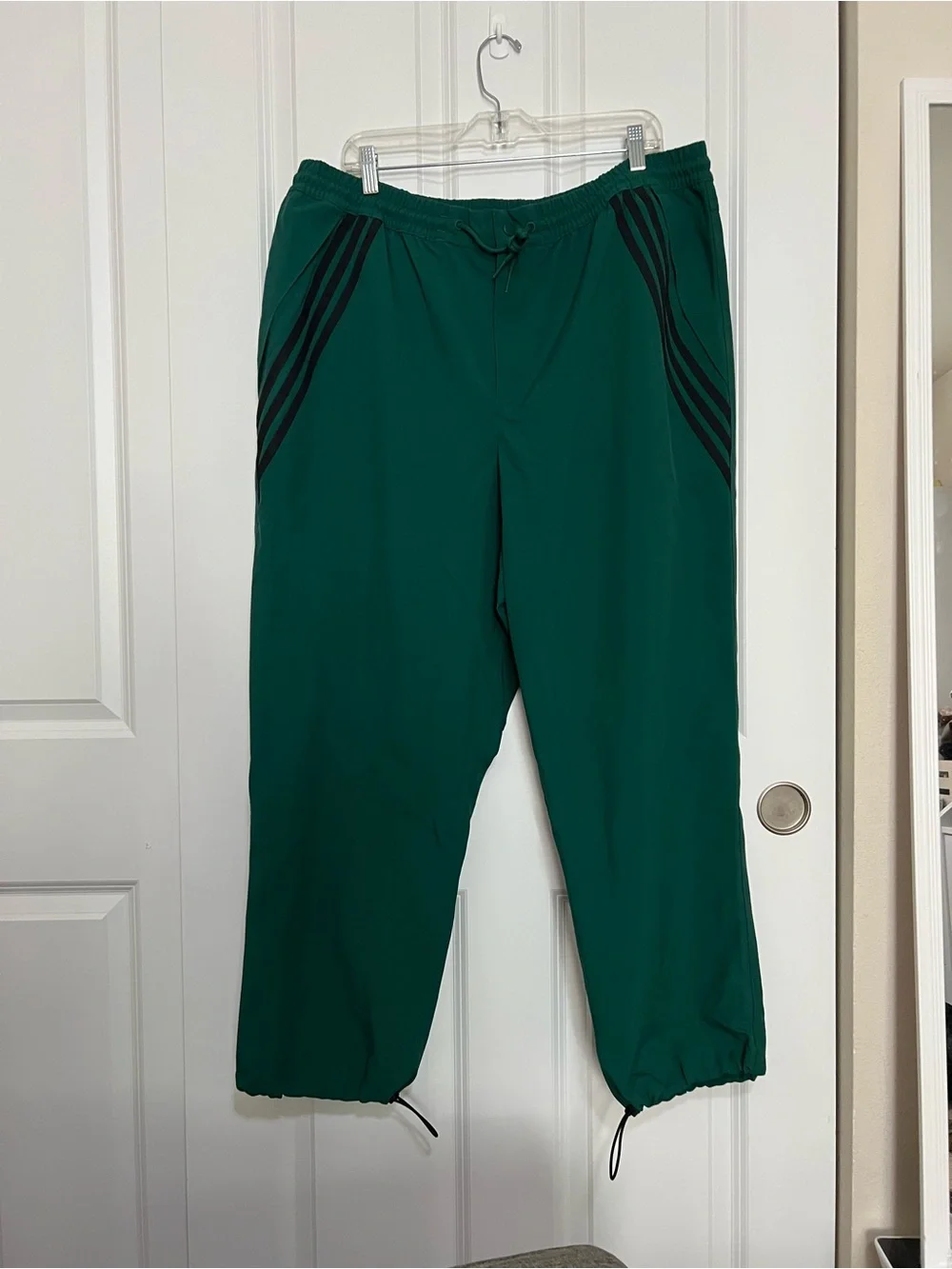 NWT adidas Green Jogger Track Pants with Black Stripes